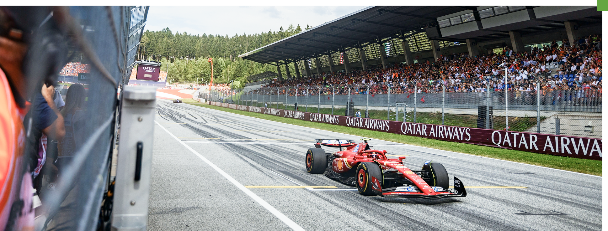 Modern city skyline with greenery and water